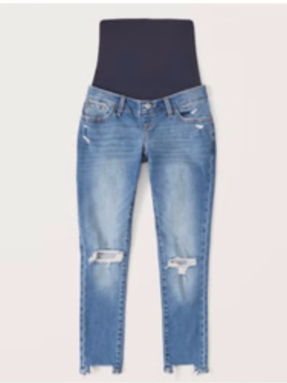 Abercrombie and Fitch Maternity Super Skinny Ankle Distressed Blue Jeans